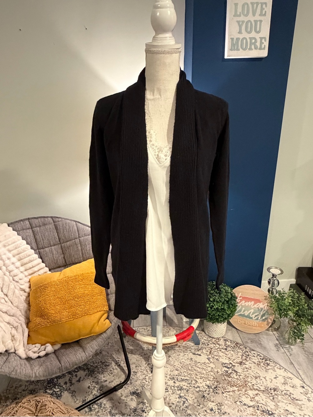 LOFT Black Open Front Cardigan XS NWT